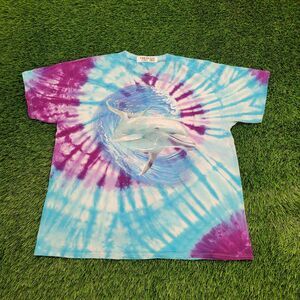 Vintage Y2K Dolphin Shirt Womens 2XL 23x27 Purple Blue